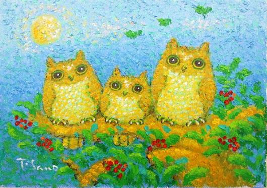 三羽のコノハズク